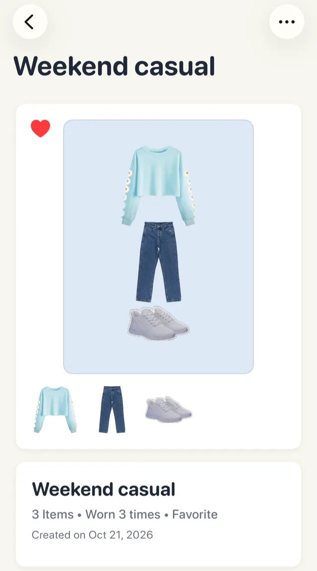 A saved look in Looksy called Weekend casual, with a daisy sweatshirt, straight-leg jeans and white sneakers arranged on a canvas